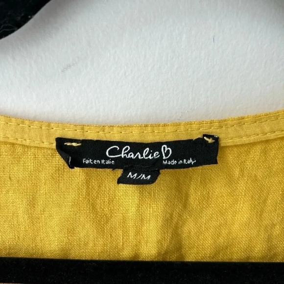 Charlie B 100% linen  yellow dress bow - Picture 4 of 9